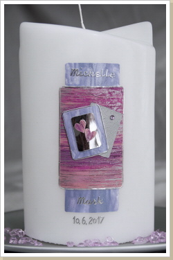 Kerze M&M, pink,lila, Best.Nr. 319, 2 Ecken, 39,- Kerze M&M, pink,lila, Best.Nr. 319, 2 Ecken, 39,-