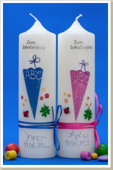 Kerze Schultüte, 25x7cm, Best.Nr. 406, Preis 39,- Kerze Schultüte, 25x7cm, Best.Nr. 406, Preis 39,-